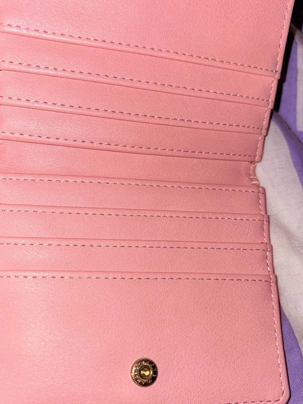 Disney Pink Loungefly Logo Wallet with Gold Accents